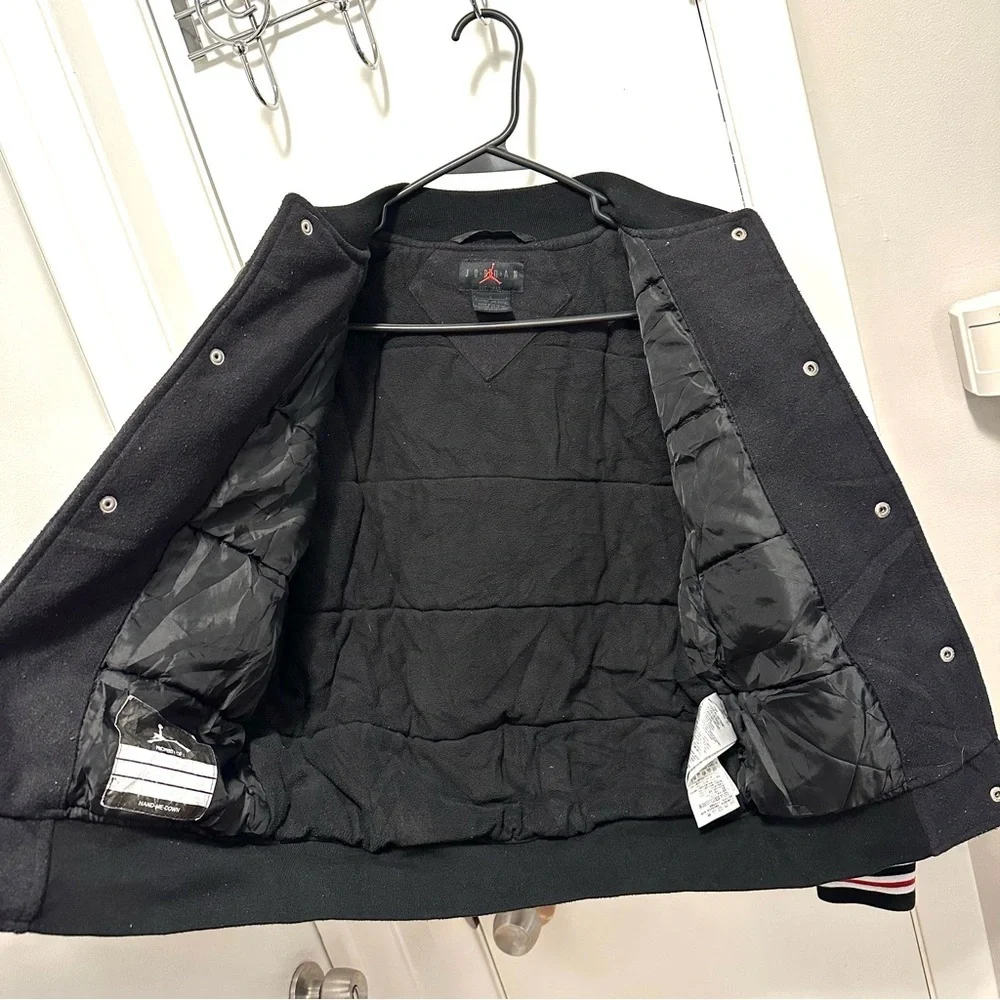 Air Jordan Black & Red Flight Varsity Jacket Coat Kids Boys 12-13Y Streetwear